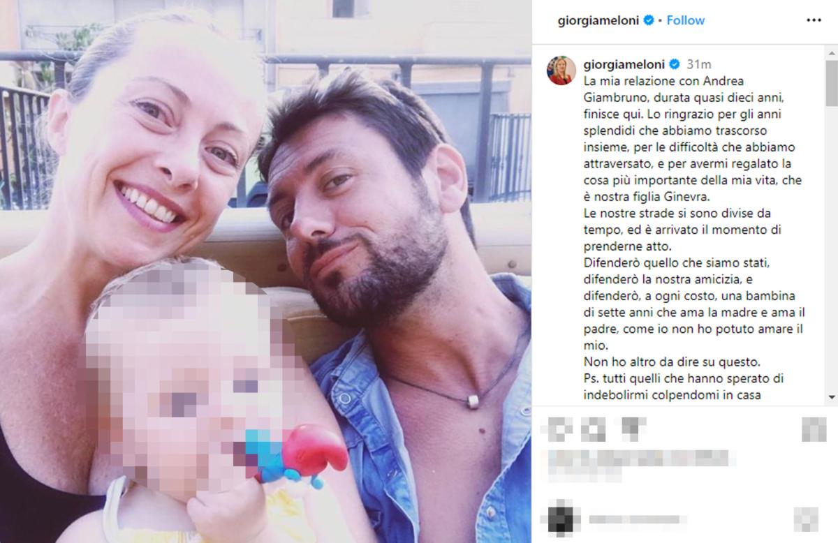 Giorgia Meloni e Andrea Giambruno si sono lasciati. Il Premier: “No…