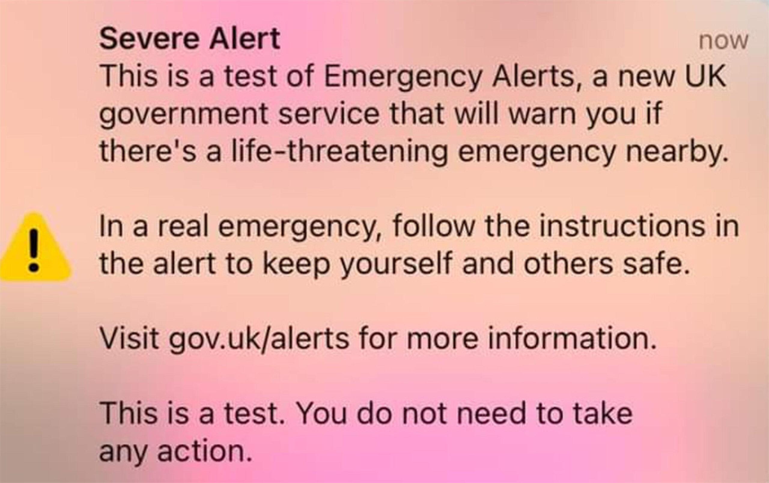 SMS test di allarme in GB, governo lancia un messaggio di allerta come prova di sicurezza nazionale