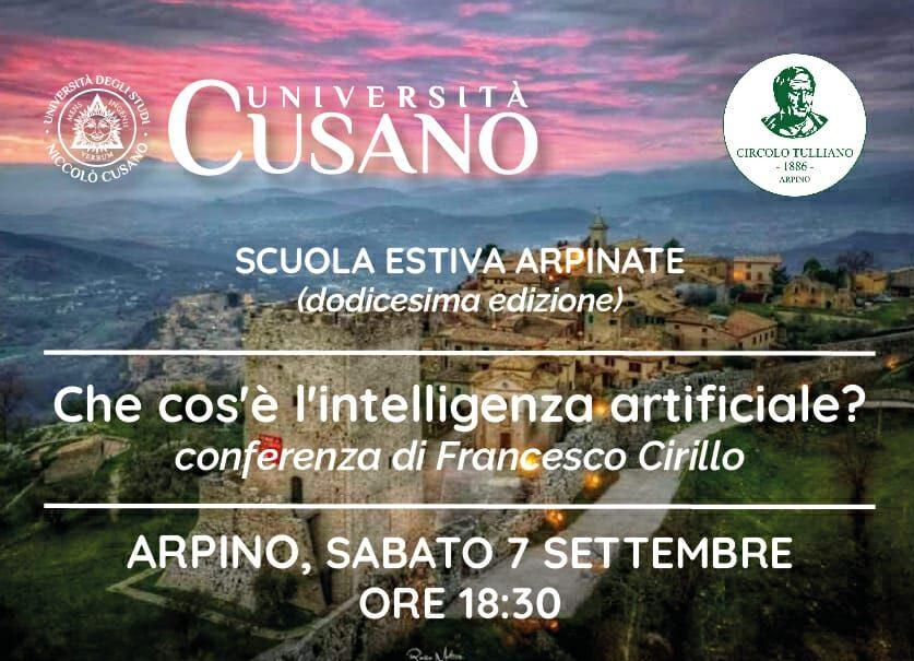 Che cos’è l’intelligenza artificiale? Conferenza del prof. Francesco Cirillo ad Arpino