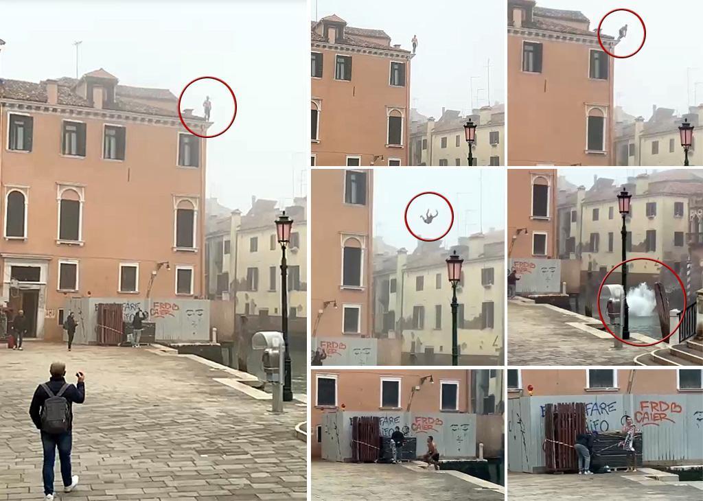 Venezia, identificato e multato il turista che si tuffò nel canale dal tetto di un palazzo