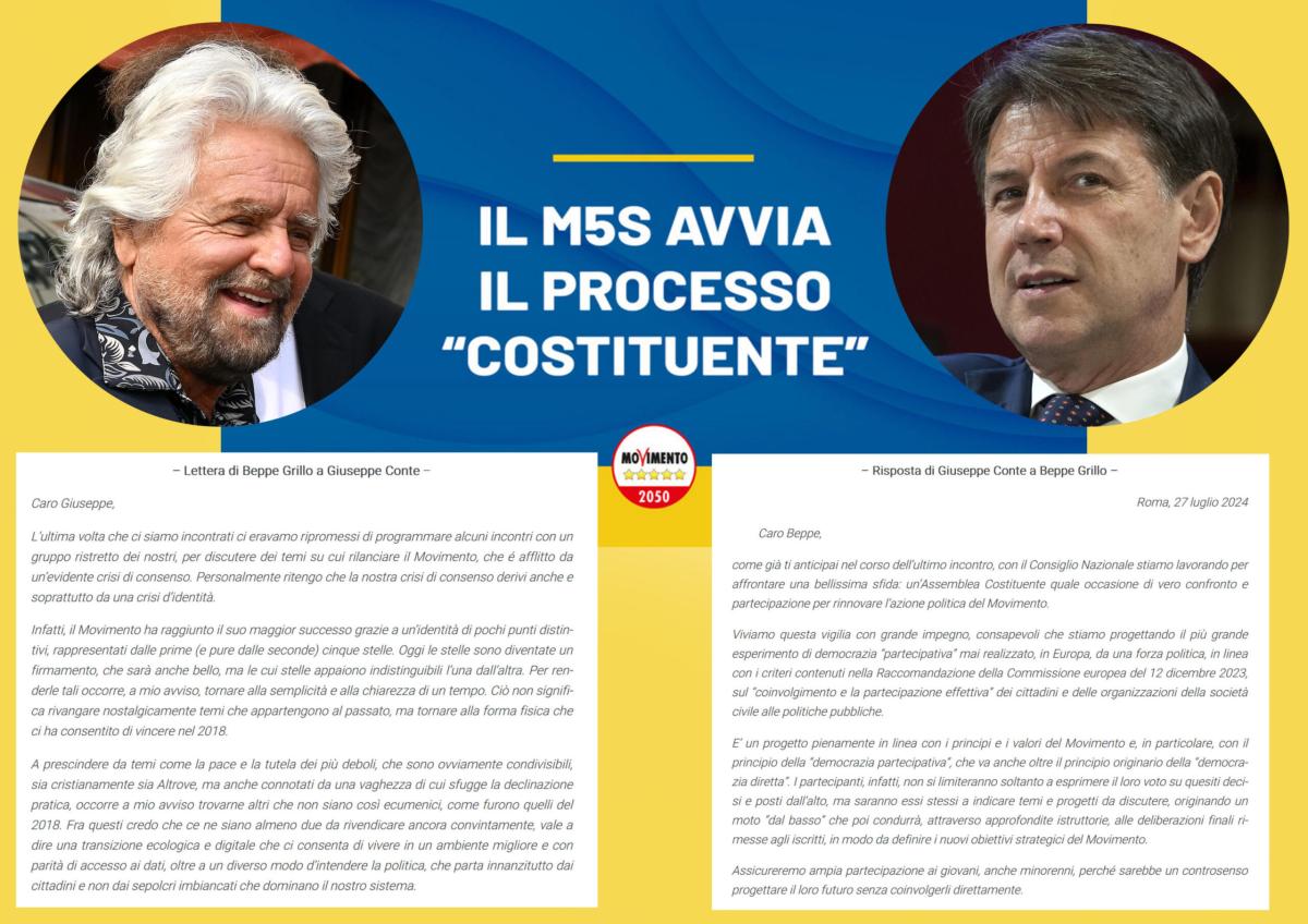 M5s, cosa ha scritto Grillo a Conte sull’Assemblea Costituente del Movimento? La risposta del presidente pentastellato non tarda ad arrivare