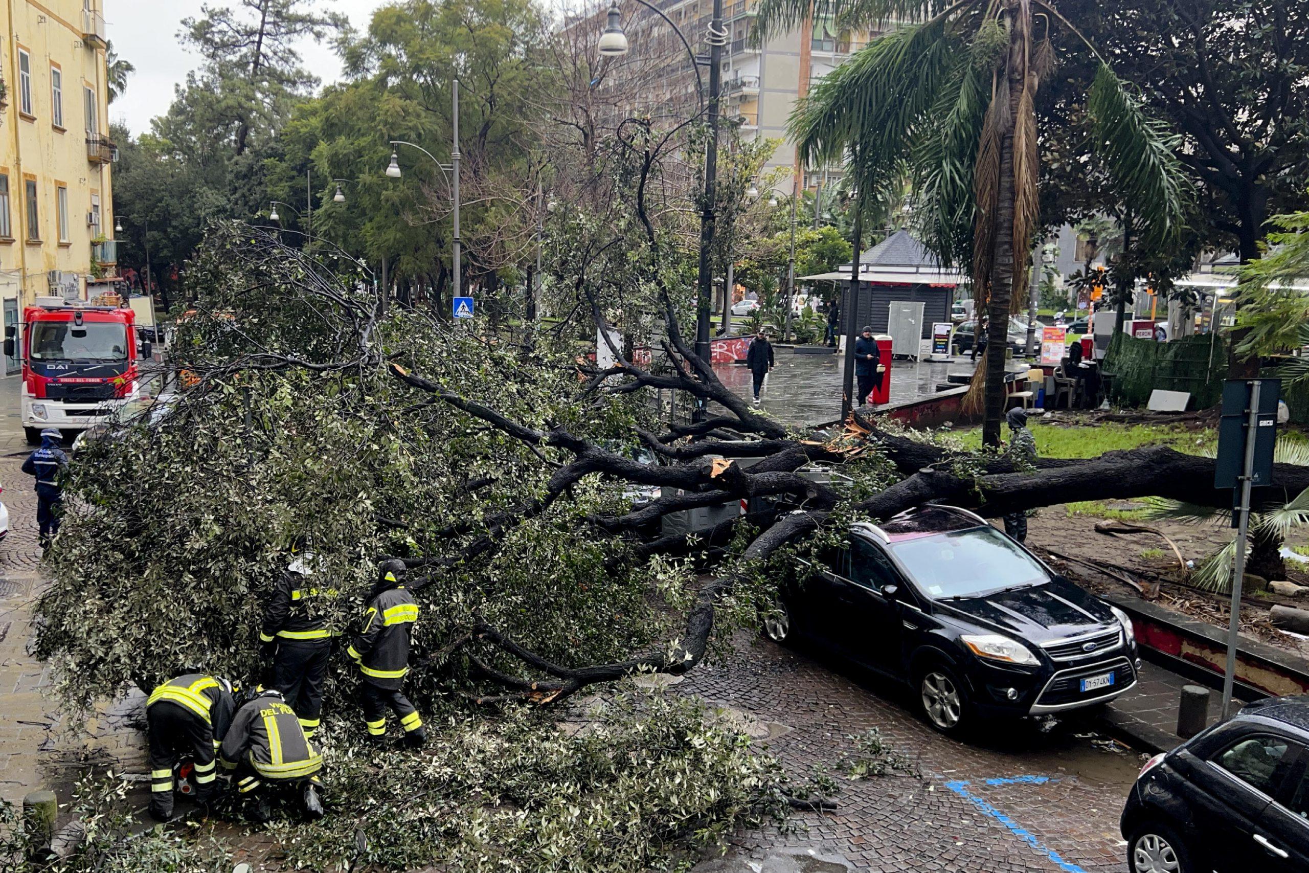 Vento forte a Napoli: spezzata Croce a Cariati e altri danni, alberi caduti