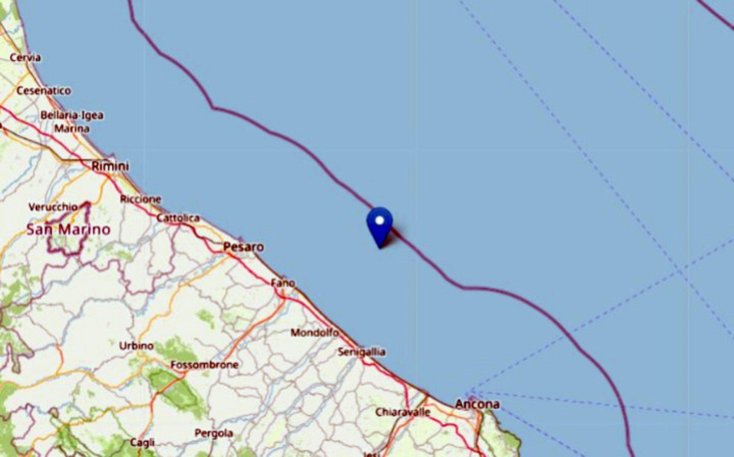 Terremoto nelle Marche, registrata scossa di magnitudo 3.5 al largo di Pesaro