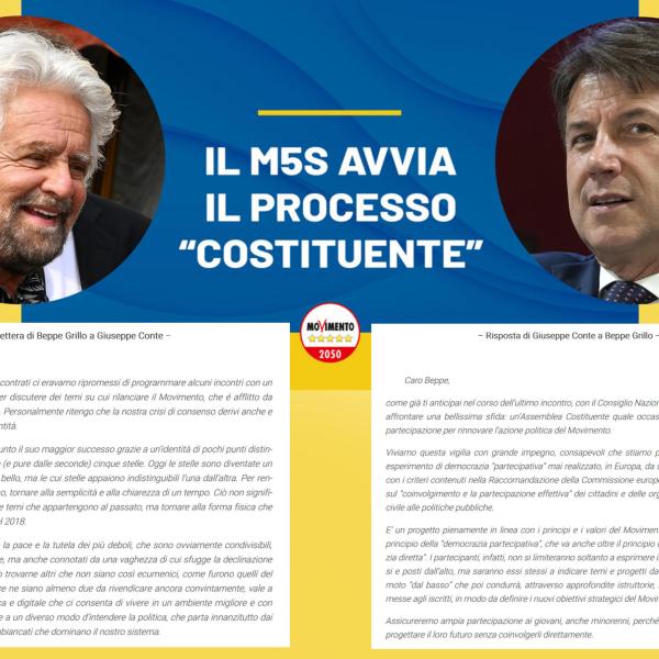 M5s, cosa ha scritto Grillo a Conte sull’Assemblea Costituente del Movimento? La risposta del presidente pentastellato non tarda ad arrivare