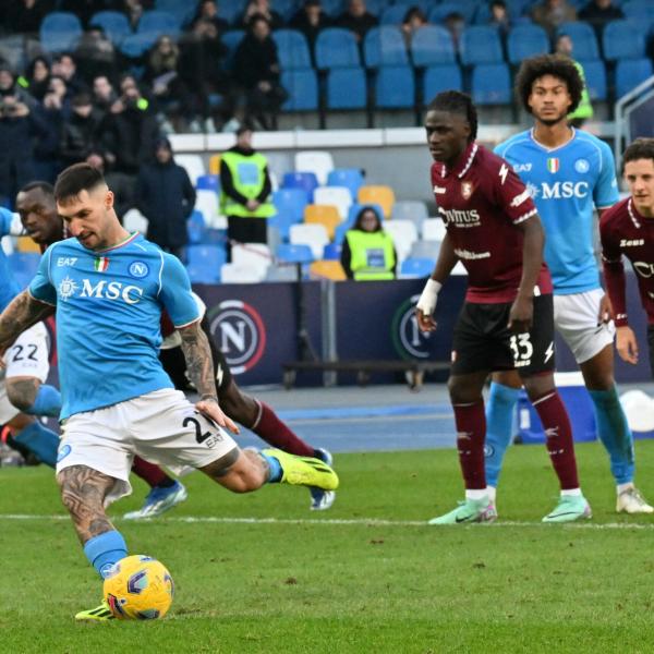 Gioia Napoli al 96′ con Rrahmani: 2-1 alla Salernitana. Cronaca e tabellino