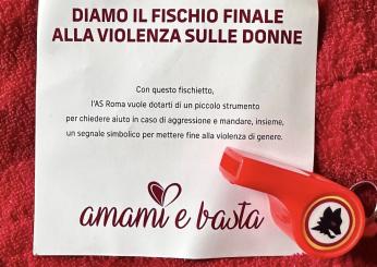 Violenza sulle donne, le iniziative della Roma: “Fischietti distrib…