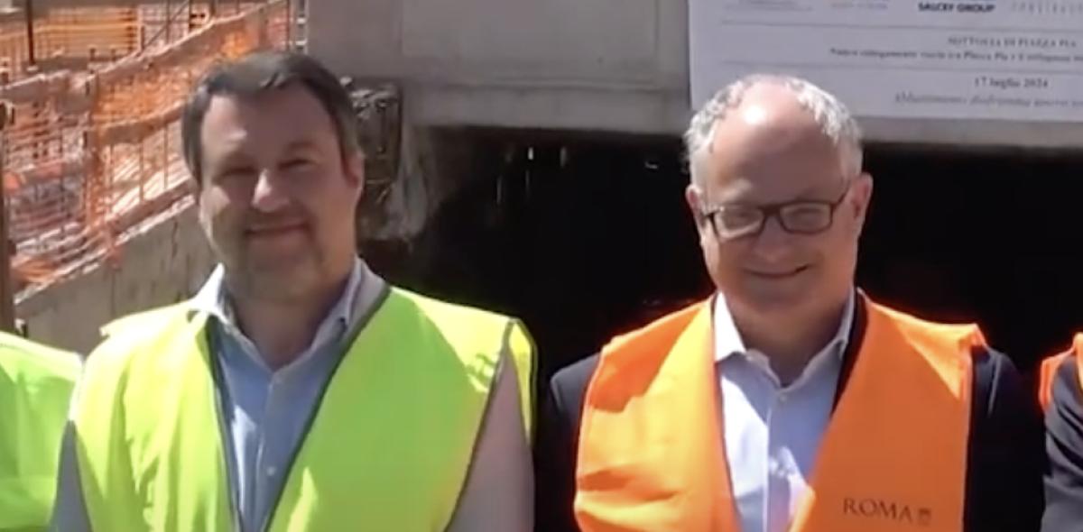 Piazza Pia cantiere record, la soddisfazione di Salvini e Gualtieri. Il ministro: “Corriamo per recuperare i ritardi” | VIDEO