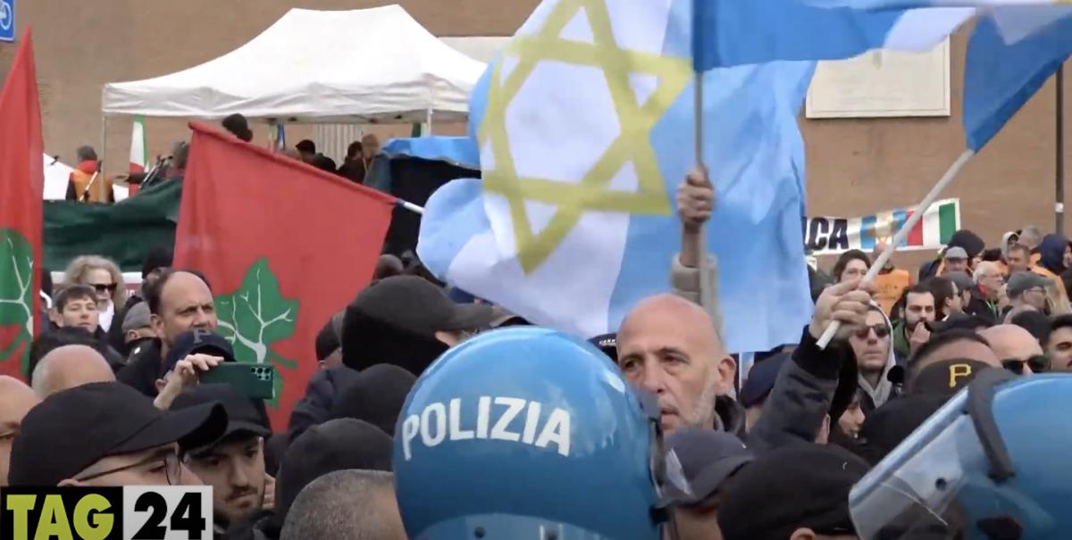 25 aprile, tensioni a porta San Paolo a Roma tra la Brigata ebraica e manifestanti pro Palestina