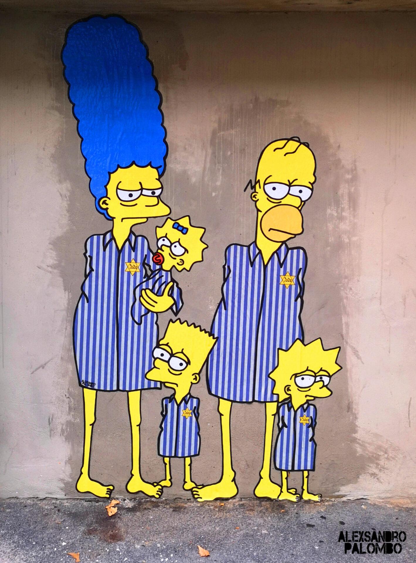 Vandalizzato il murales sulla Shoah di Milano con I Simpson | FOTO