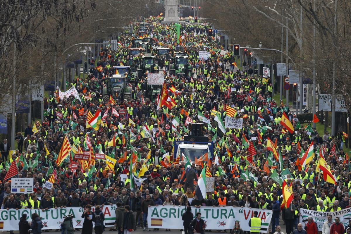 Spagna, protesta degli agricoltori entra nella terza settimana: migliaia in strada a Madrid