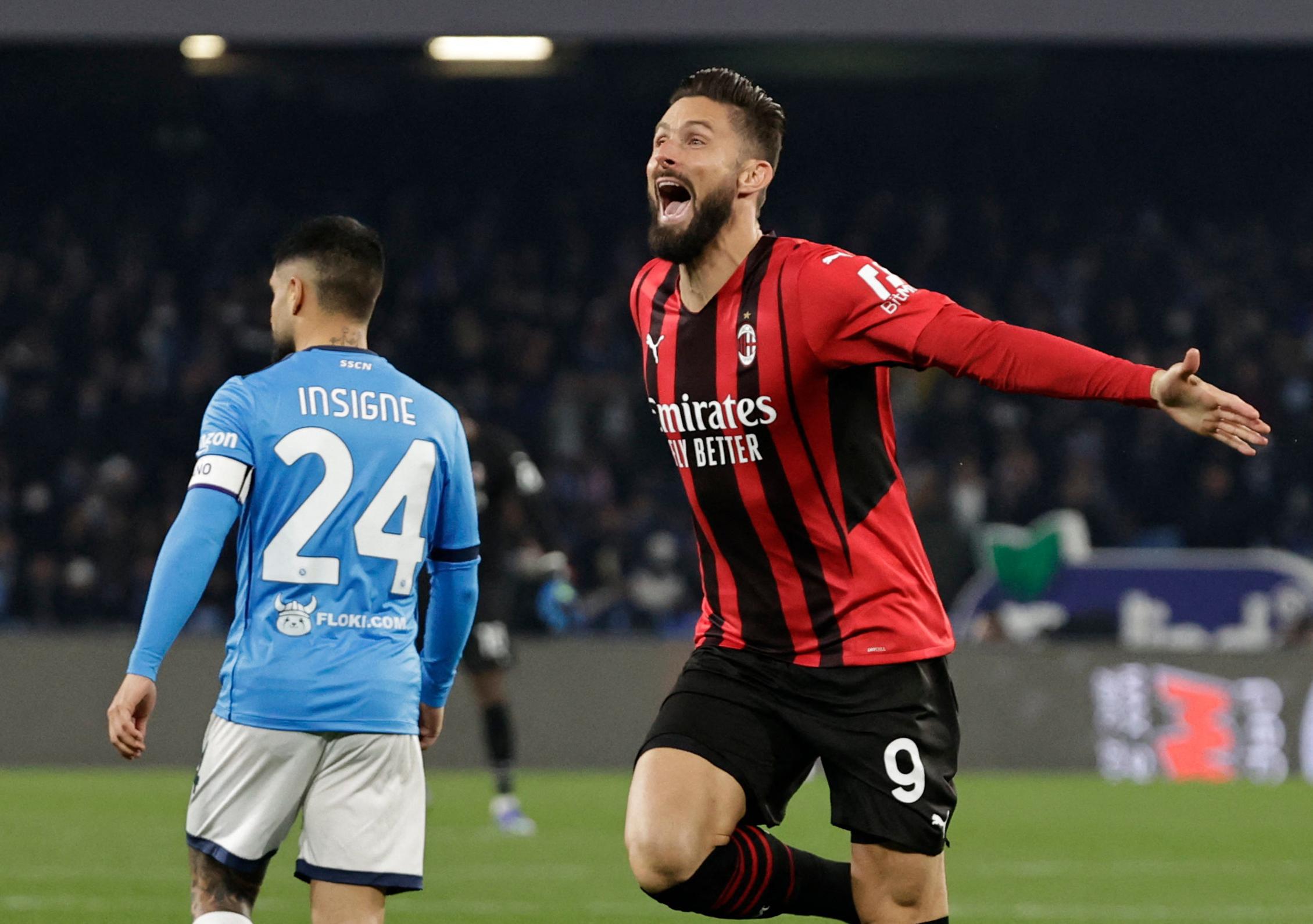 Napoli-Milan 0-1: Giroud regala i tre punti ai rossoneri