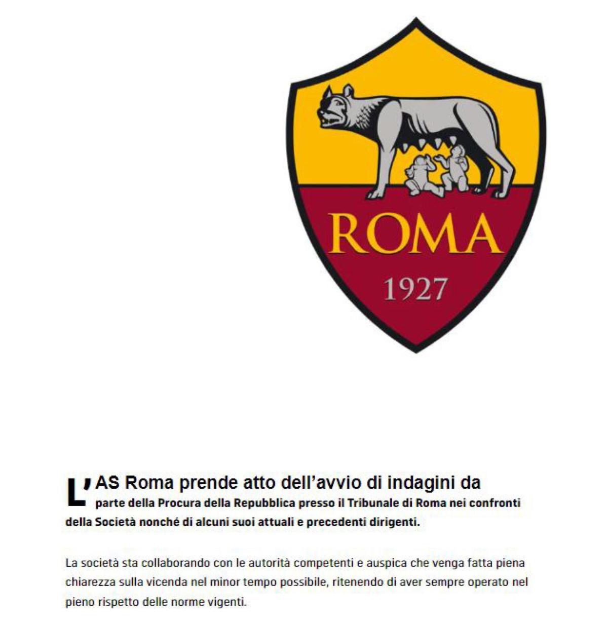 AS Roma comunicato ufficiale sulla perquisizione della GdF