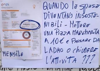 Bolletta della luce allegata al menù e pizza a 10 euro: la provocazione del ristoratore