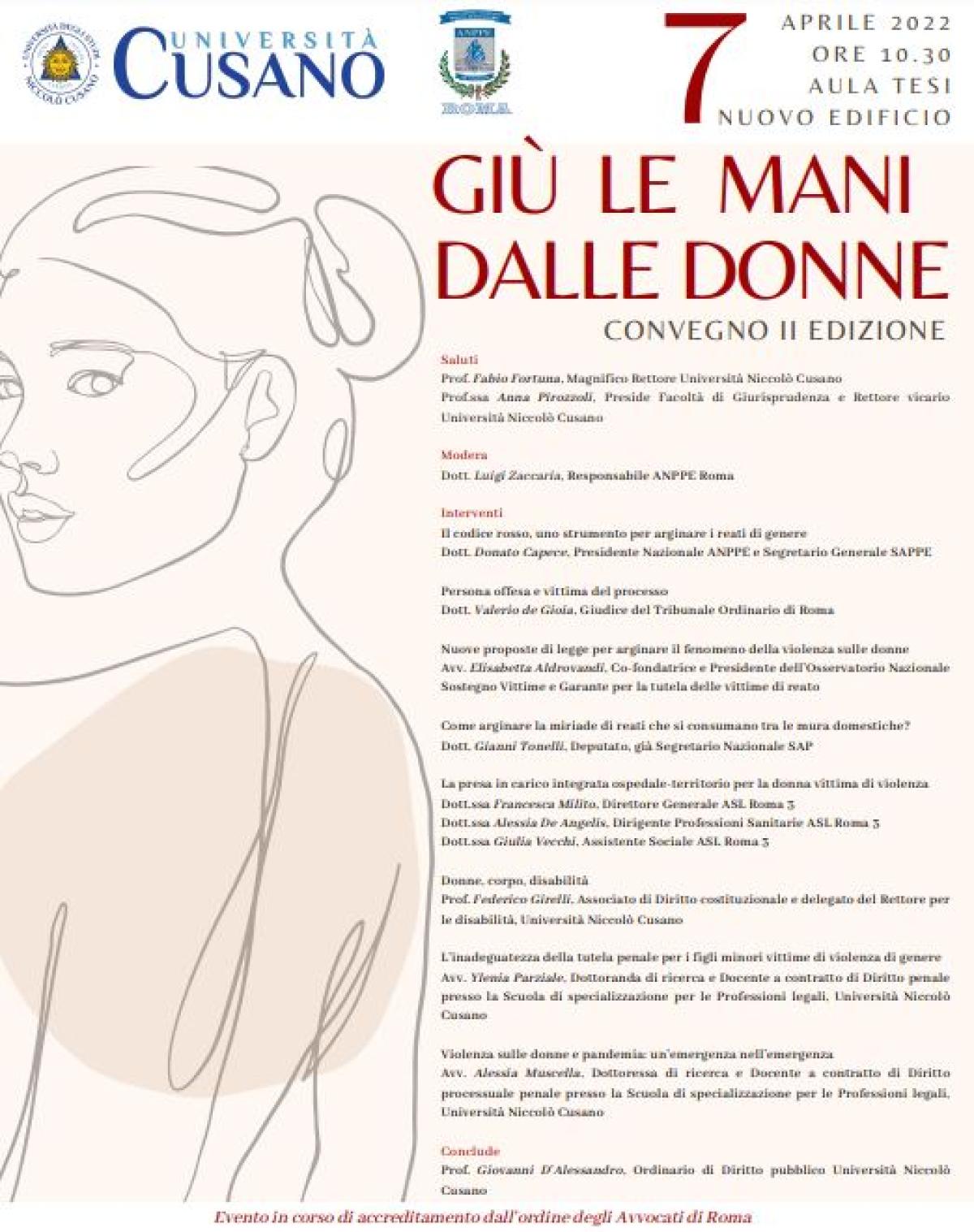 “Giù le mani dalle donne”: il 7 aprile all’UniCusano la seconda edi…