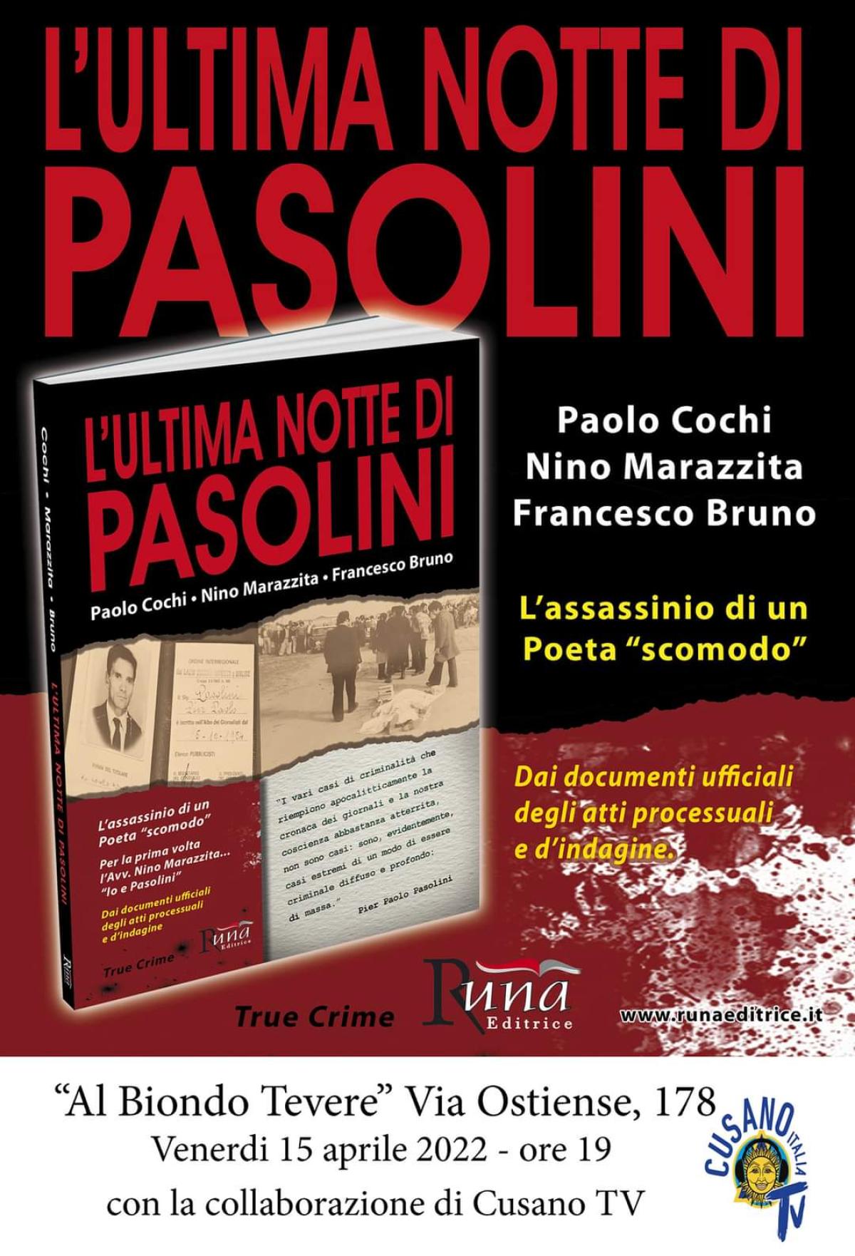 “L’Ultima notte di Pasolini”: Cusano Italia TV partner dell’evento