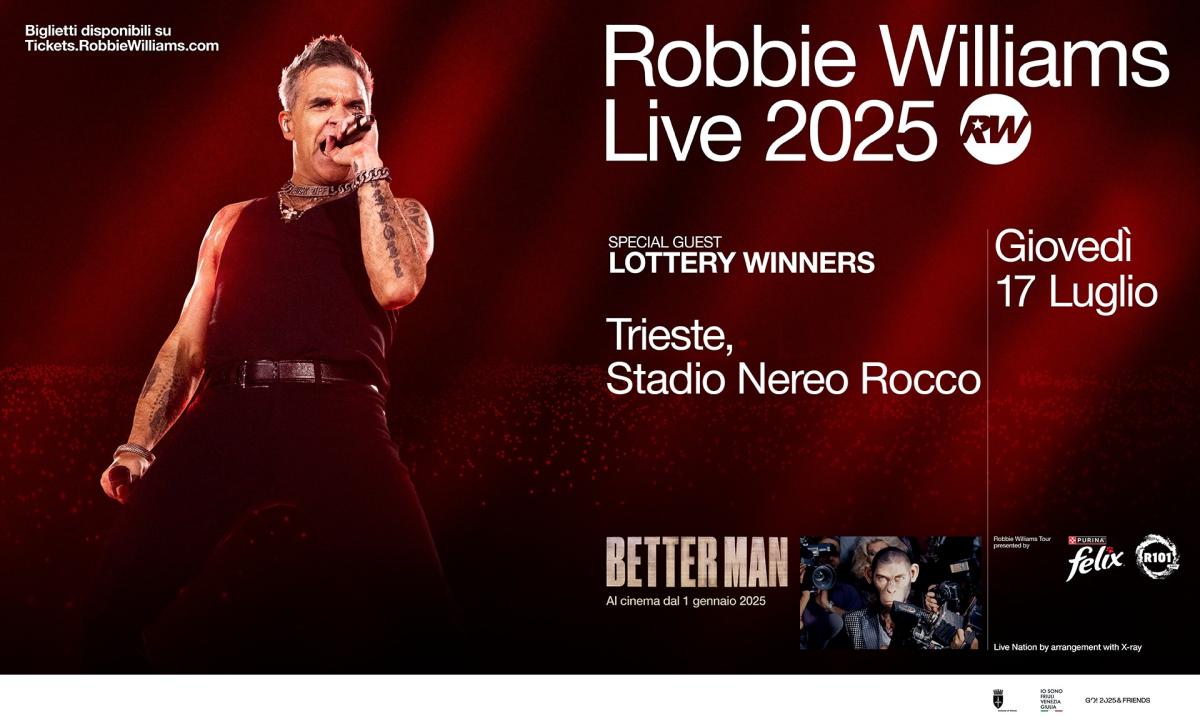 Robbie Williams a Trieste: dai biglietti del concerto alla location, tutto sull’unica data italiana