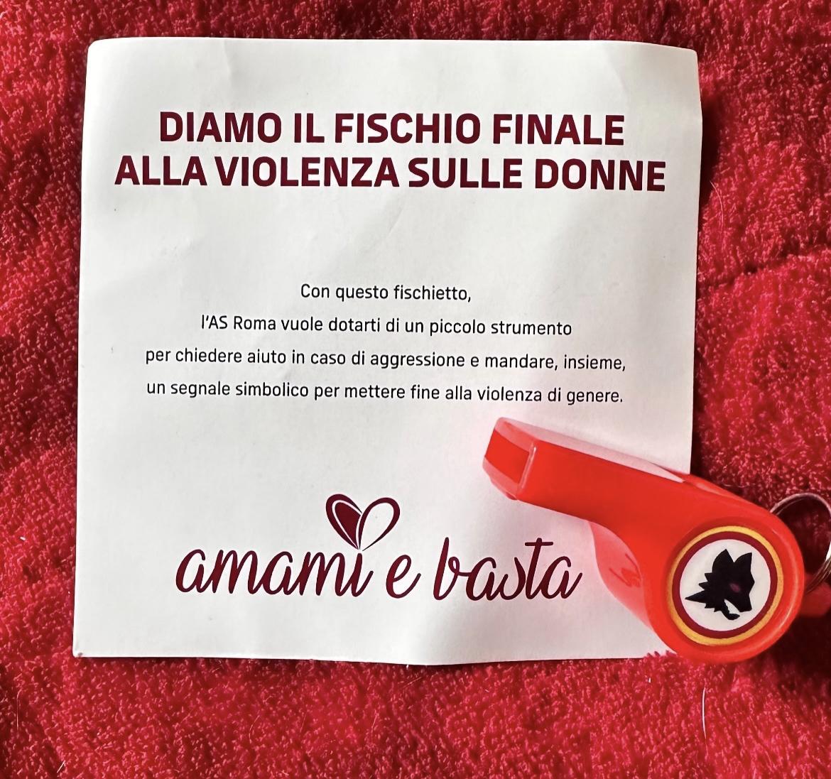 Violenza sulle donne, le iniziative della Roma: “Fischietti distribuiti nel match con la  Fiorentina, oggi Cristante a Palazzo Chigi”