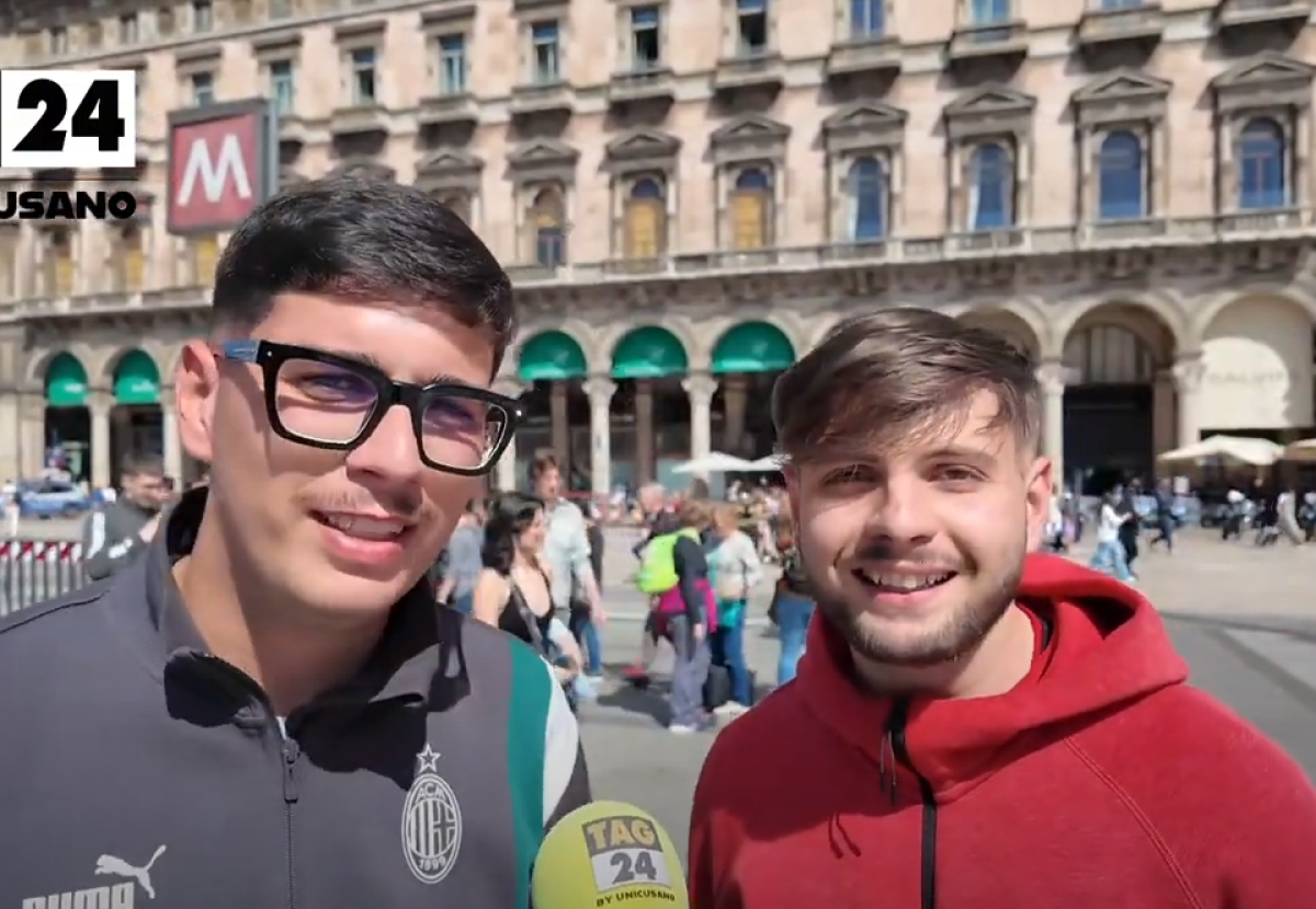 Europa League, attesa per Milan-Roma. Tifosi rossoneri arrivati in piazza Duomo da tutta Italia: “Partita dura, puntiamo su Leao” | VIDEO