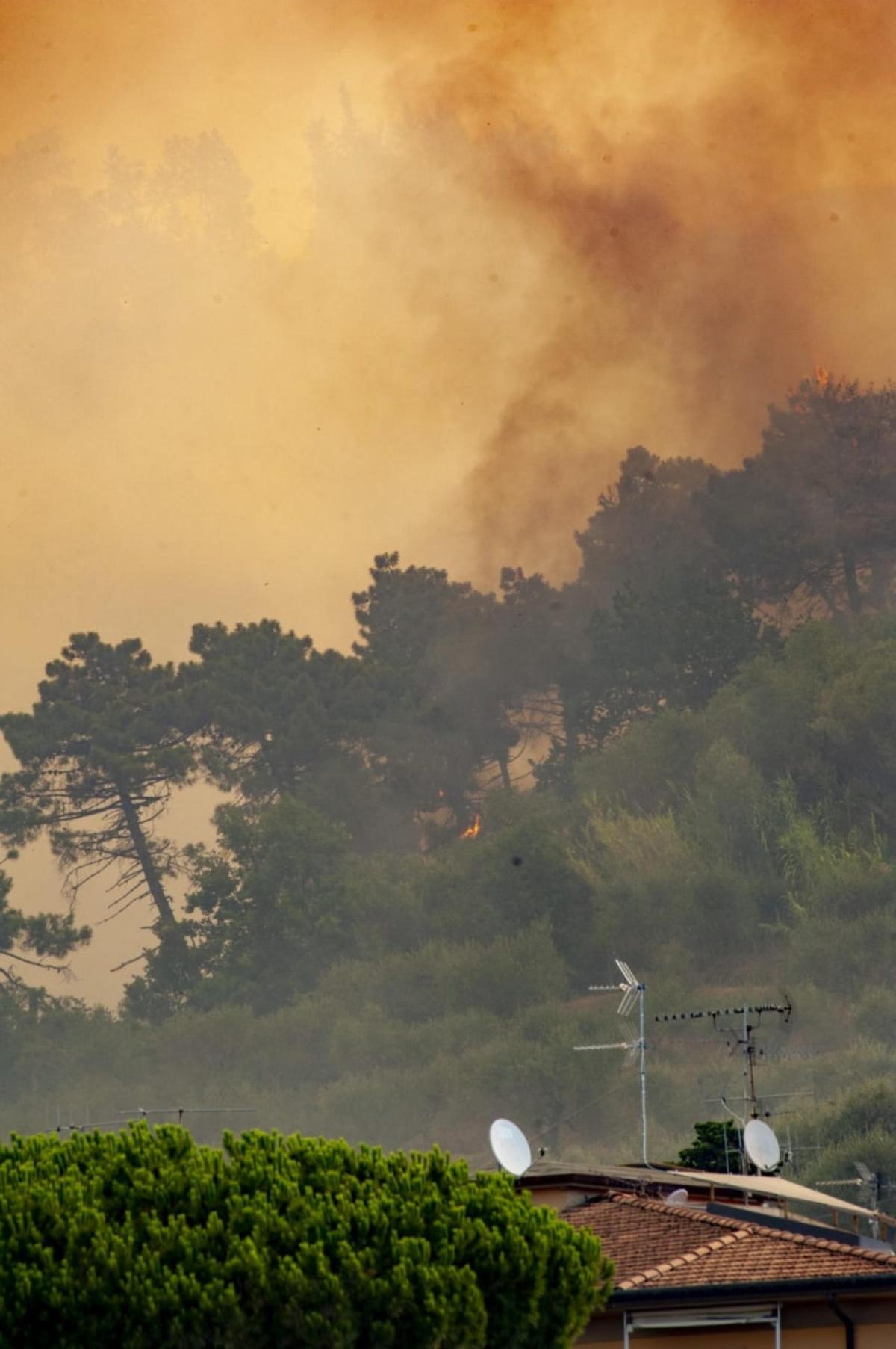 Massarosa, incendio sulle colline lucchesi. Evacuate 40 persone