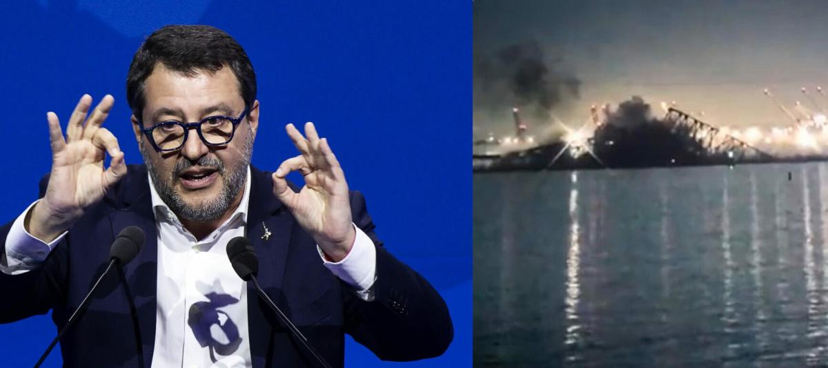 Crollo ponte Baltimora, Salvini: “Il nostro pensiero ai dispersi”. I social si dividono tra ironia e timori: “E se succedesse al Ponte sullo Stretto?” | VIDEO