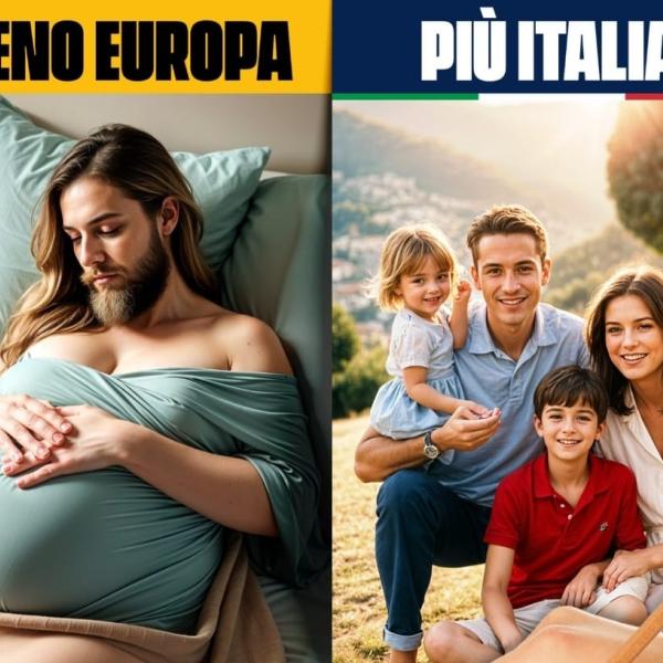 Elezioni Europee 2024, il manifesto della Lega con un Gesù incinto contro le teorie gender. Luca Trapanese (M5S): “Una immagine che offende tutti”