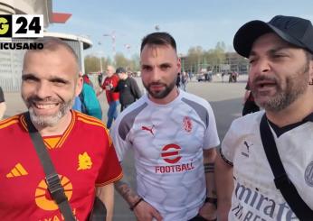 Europa League 2024, tanti tifosi milanisti e romanisti fuori da San Siro prima di Milan-Roma: “Speriamo di assistere ad una bella partita” | VIDEO