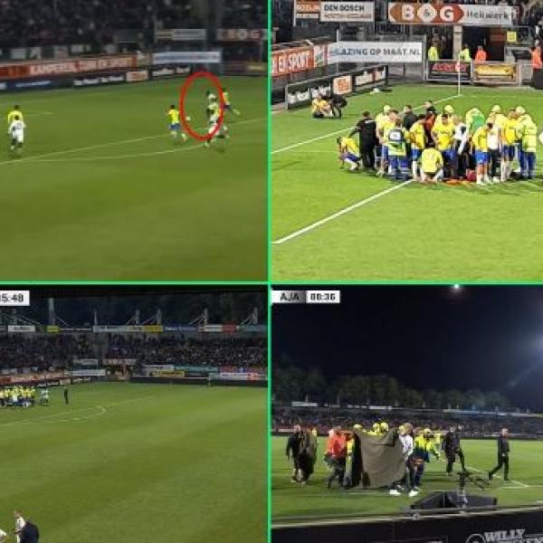 Il video shock dell’infortunio del portiere del Waalwijk, Etienne Vaessen: perde i sensi dopo uno scontro con Brian Brobbey