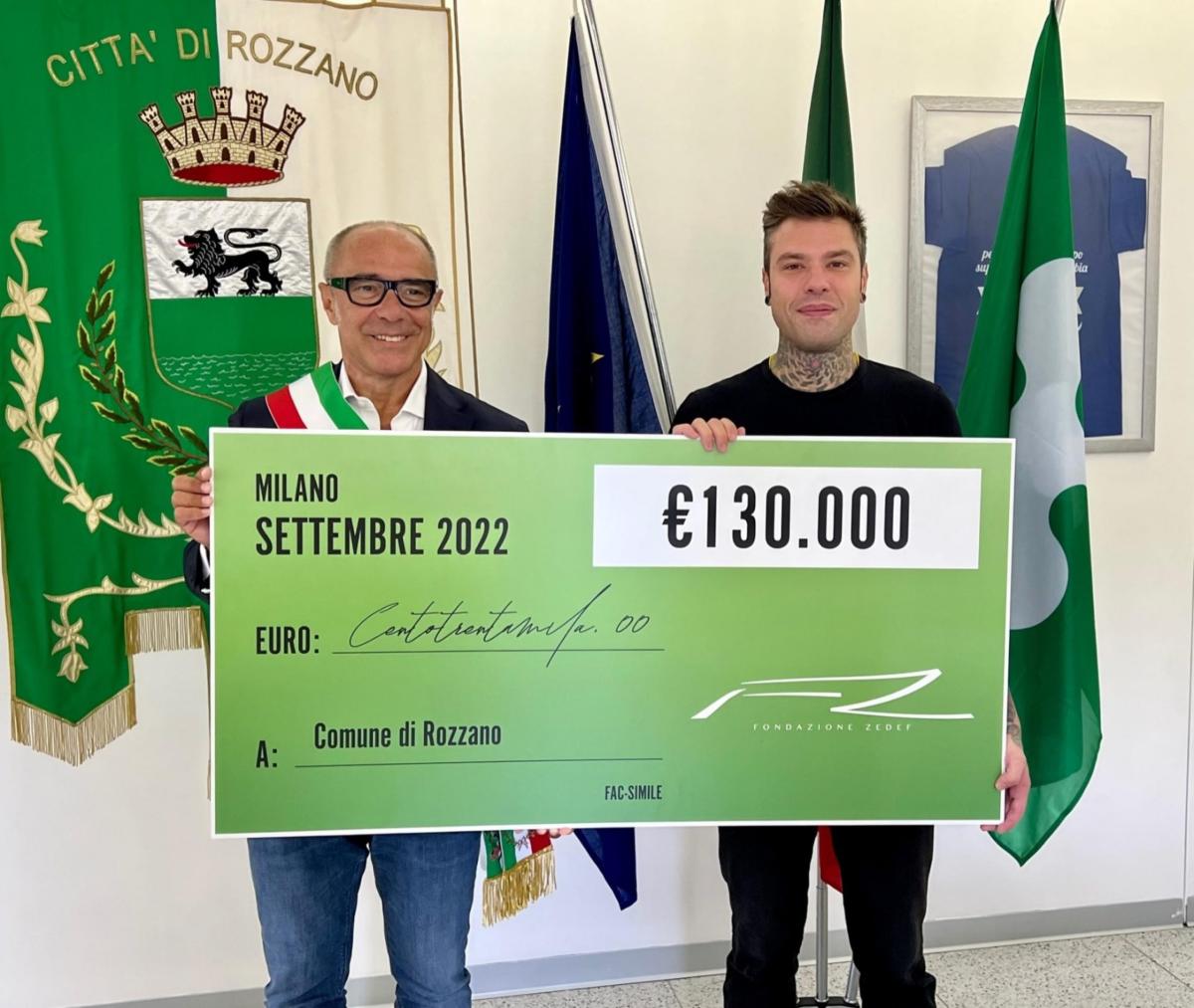 Fedez dona 130mila euro per ristrutturare parco Rozzano