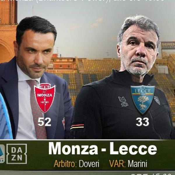 Dove vedere Monza-Lecce in Tv, orario, arbitri, precedenti e news