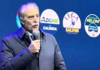 Elezioni in Basilicata 2024, il candidato presidente Bardi sul palco con tutti i leader del centrodestra | VIDEO