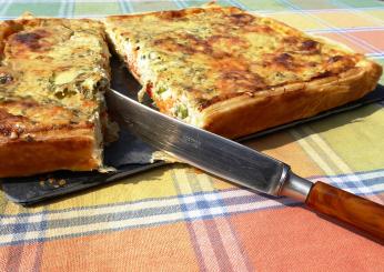 Per un pic nic o per un pranzo in ufficio, ecco la torta salata con piselli