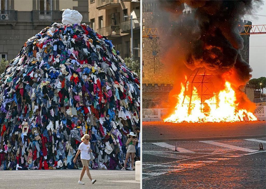 Napoli, distrutta da un incendio la “Venere degli stracci” di Pistoletto: l’ipotesi del dolo e della sfida social