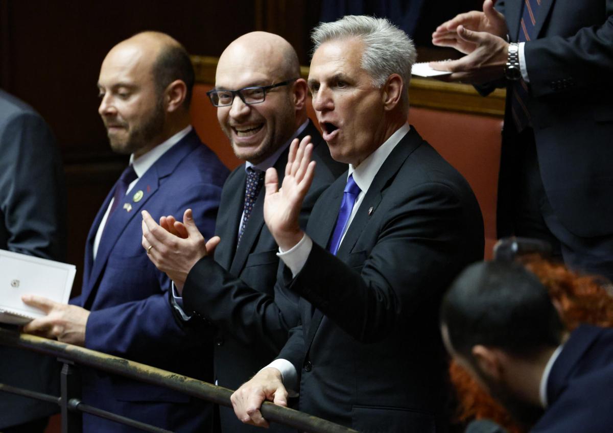 Meloni incontra il portavoce della Camera Usa McCarthy a Roma