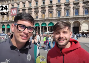 Europa League, attesa per Milan-Roma. Tifosi rossoneri arrivati in piazza Duomo da tutta Italia: “Partita dura, puntiamo su Leao” | VIDEO