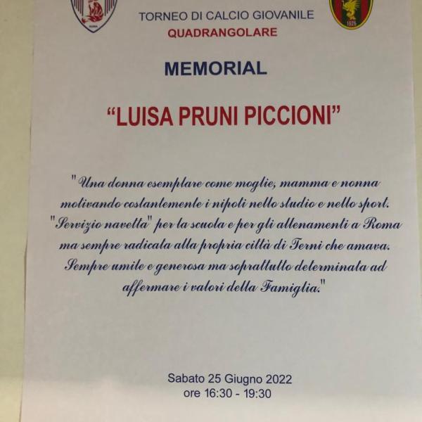 Terni, sabato memorial calcio giovanile Luisa Pruni Piccioni