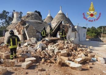 Dramma a Brindisi,  esplosione provoca il crollo di un trullo a Cisternino: ferita una donna, il marito trovato morto sotto le macerie