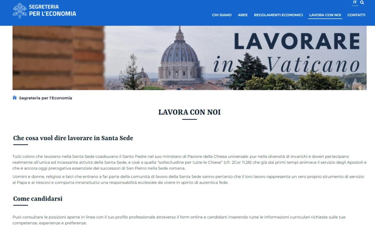 Lavorare in Vaticano, la Santa Sede apre alle assunzioni: i profili…