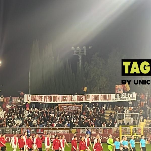 Roma – Ajax Champions League femminile lo striscione in omaggio a Giulia Cecchettin | VIDEO