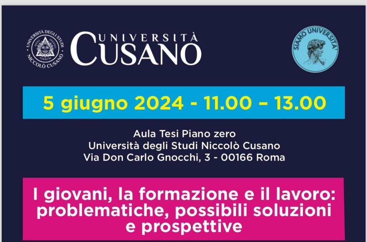 Giovani al centro, al via il prossimo 5 giugno 2024 il Convegno Unicusano dedicato a lavoro, formazione e prospettive delle nuove generazioni