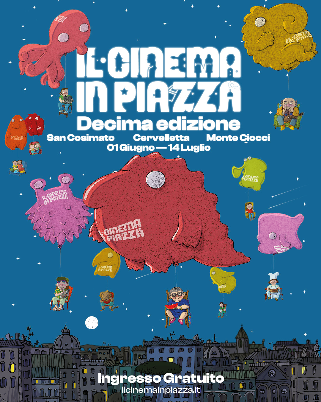 Cinema in piazza Roma 2024: programma e orari. Il calendario del grande schermo all’aperto d’estate