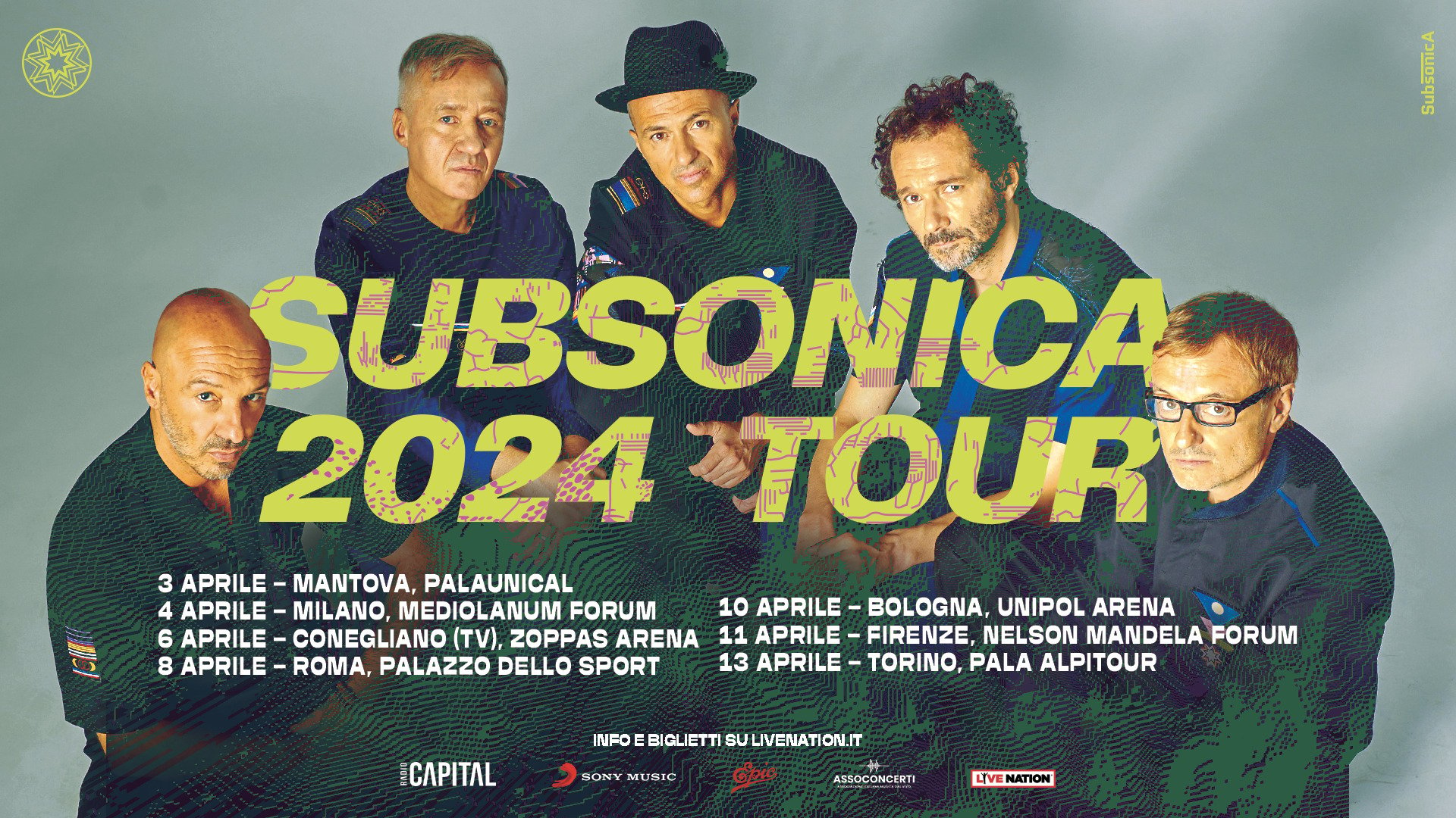 Tour Subsonica 2024 date e info biglietti sui concerti nei palazzetti