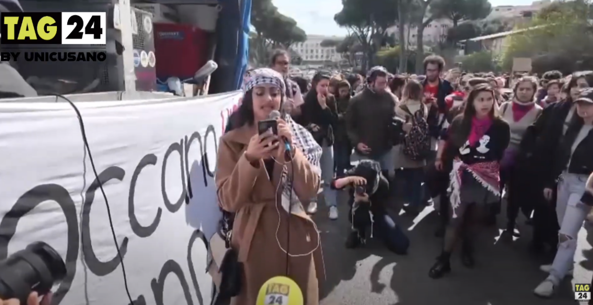 Maya Issa, leader giovani palestinesi alla manifestazione 8 marzo 2024 Roma: "Oggi è lutto per il genocidio a Gaza"| VIDEO