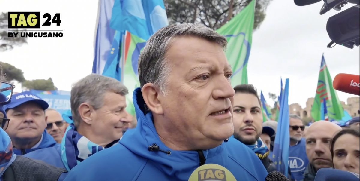 Manifestazione sindacati a Roma, Bombardieri (UIL): "L'Italia soffre, serve sicurezza sul lavoro e tutela della sanità". Sull'aborto: "Difendiamo la legge 194" | VIDEO