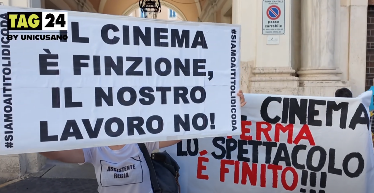 Manifestazione mondo del cinema 4 giugno 2024 a Roma, lavoratori scendono in piazza: "Cinecittà è un deserto. La disoccupazione è arrivata al 60%" | VIDEO