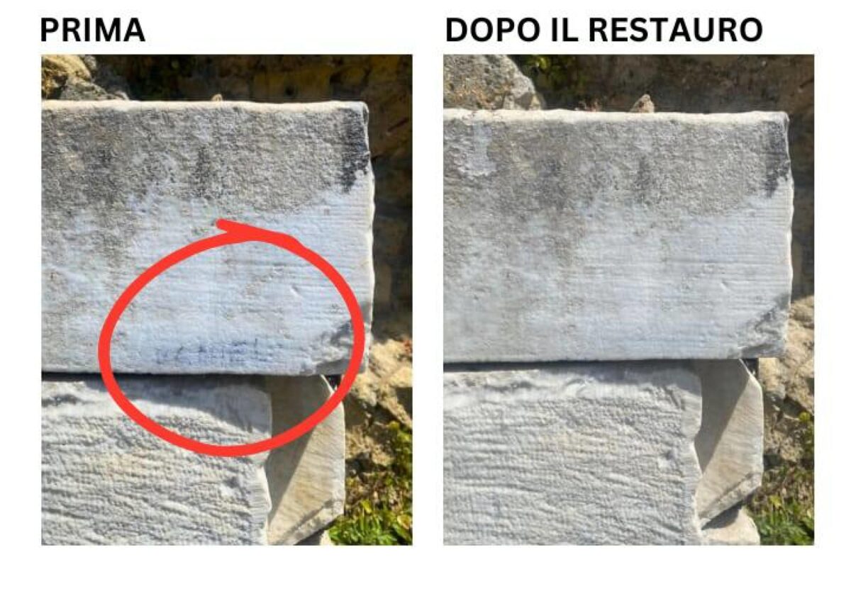 Sfregiati nuovamente i siti archeologici di Pompei: monumento funebre vandalizzato da un minorenne | FOTO